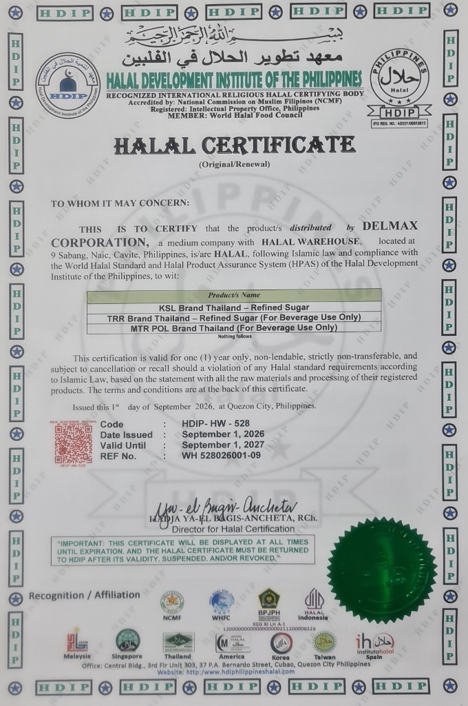 Halal certificate for Delmax Corporation